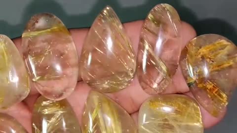 Buy Golden Rutilated Quartz Stone Online at CabochonsForSale