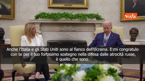 Biden alla schiava Giorgia Meloni di Fratelli d'Italia:"Grazie per il sostegno all'Ucraina"Quando una cosiddetta patriota piace ai dem USA,il motivo è uno:non è una patriota che fa gli interessi del proprio popolo,ma dei suoi padroni