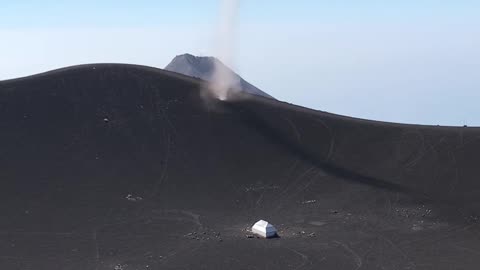 Volcano Erupts While Filming Dust Devil