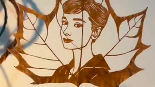 Incredible Audrey Hepburn Leaf Art