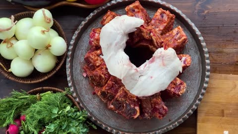 Juicy Beef Ribs with Vegetables Cooked In An Interesting Way in the Oven