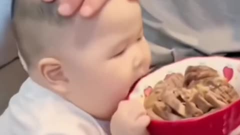 cute baby does not allow his father to eat! cute baby funny video 2023! c/baby funny style eating!