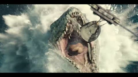 Mosasaurus feeding scene