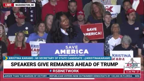 Kristina Karamo (R-MI) Speech at President Trump Rally in Washington, MI