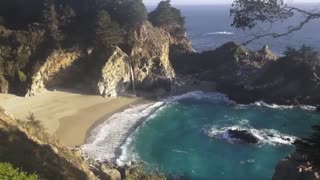 Relaxing 3 Hour Video of a Waterfall on an Ocean Beach at Sunset