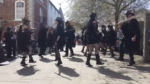 Beltane Border Morris dancing Brimfield in Totnes,Devon on Sunday 22nd April 2018