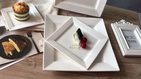 Wholesale 8.25Inch Porcelain Square Shape Dinner Plate White Ceramic Dinnerware Set