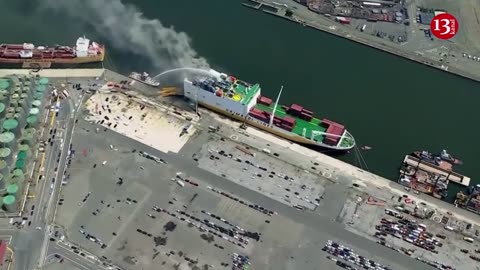 Cargo ship carrying vehicles continues to burn in New Jersey port- 2 firefighters killed