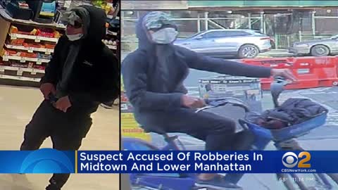 Suspect accused of robberies in Midtown, Lower Manhattan