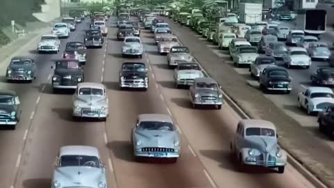 Los Angeles early 50's,60's in color, Freeways [60fps,Remastered] w_sound design added