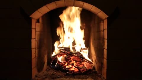 Crackling Fireplace Burning w/ Snow Storm & Howling Wind Outside | Relaxing Background Sounds