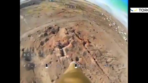 FPV kamikaze drone armed with an RPG round attacks Russian tank