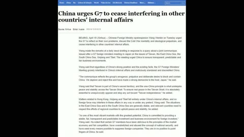 China urges G7 to stop interfering in internal affairs of other countries