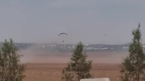 Palestinian fighters exiting Gaza on hang gliders