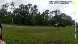 Car launches into air after hitting tow truck ramp