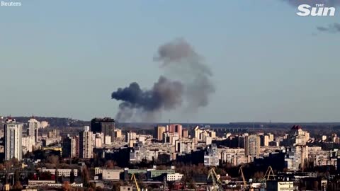 Kyiv hit by 'Russian airstrikes' as explosions heard and plumes of smoke rise