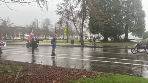 March For Freedom Meets Hundreds Of Patriots On Motorcycles At The 44th Annual Toy Run In Olympia