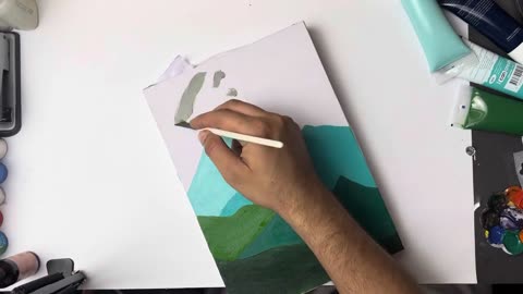 Acrylic mountain painting mini canvas painting | acrylic painting for beginners mini canvas ideas