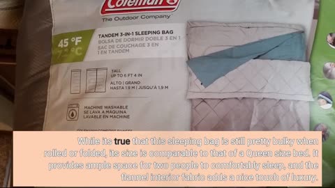 Buyer Feedback: Coleman Tandem 3-in-1 Double Sleeping Bag, 45°F Queen Sized Sleeping Bag for Ad...
