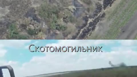 Dual POV footage of a group of Ukranian soldiers being targeted by a Russian FPV drone