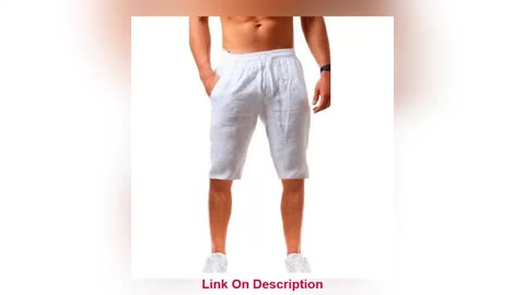 Review Men's Shorts Cotton Linen Short Pants Men Sum