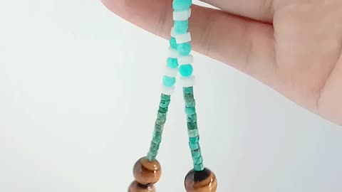Natural turquoise pendant TigerEye 3mm faceted Amazonite blue beads gemstone necklace