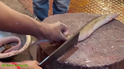 Amazing Zig Zag Eel Fish Cutting Live In Bangladesh Fish Market | Fish Cutting Skills