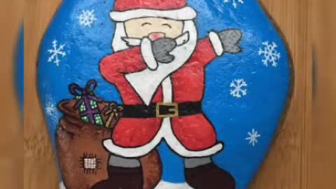 santa Christmas pebble painting designs fabulous stone craft for bignners