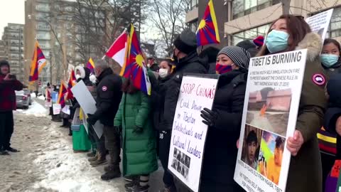 Toronto protesters denounce Beijing Olympics as 'genocide games'