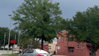 Guy Rides on Car Hood