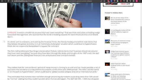 Hedge Fund Investor Warns That Looming Hyperinflation Could Lead To "Global Societal Collapse"!!!