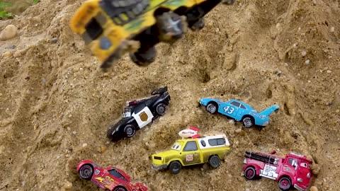 Construction vehicle rescue police car toys collection video