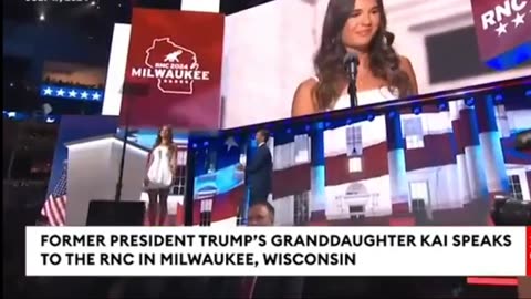 Trump's granddaughter Kai comes onstage and praises grandfather.