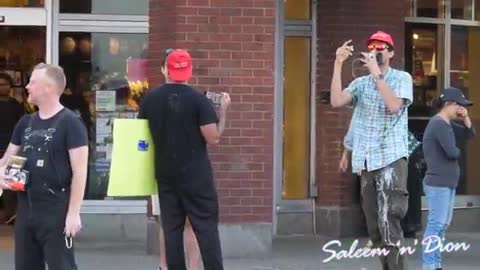2019.07.25: WA: ANTIFA Has MAGA Hat Meltdown In Seattle from “Free Hugs From Trump Supporters”