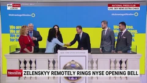 Zelensky rings New York Stock Exchange bell remotely