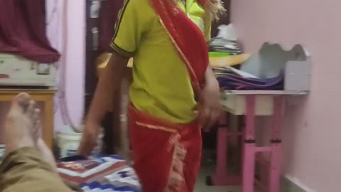 A Boy in Saree dancing. Funny