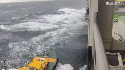 Lady pilot disembarked the ship on rough weather Credit.