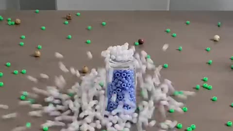 Tower of plastic and wooden beads