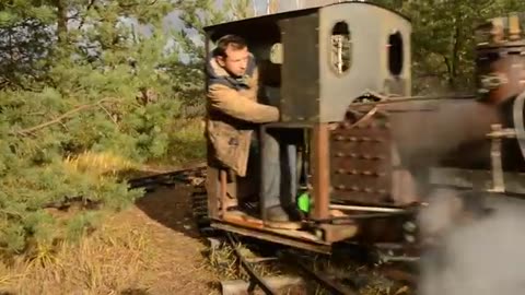A man built a real railway in his garden.