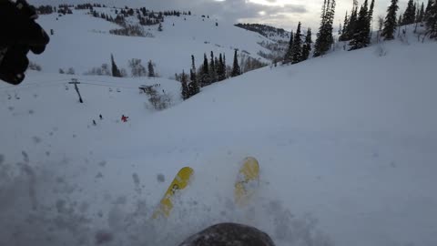 3/25 @1 First tracks down cherry ridge...flat light deep powder and only about 10 of us.