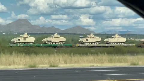 Military Vehicles Transported by Train