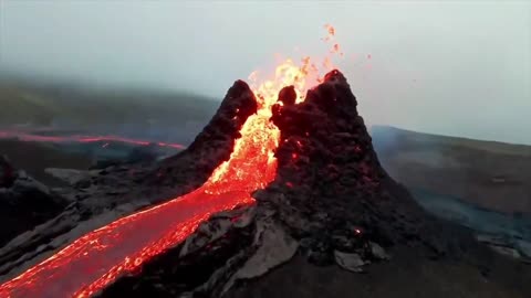 Iceland volcano drone footage