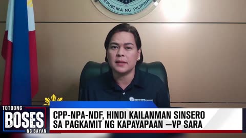 CPP-NPA-NDF, hindi kailanman naging sinsero sa pagkamit ng kapayapaan —VP Sara