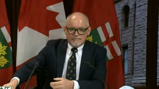 Ontarios Top Doctor Moore reading his "prepared script" on vaccines.