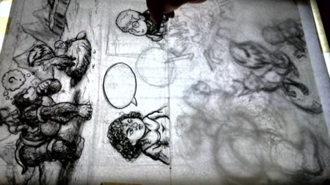 Art Timelapse: Charcoal Art for Book 2, Page 4 in 30 minutes
