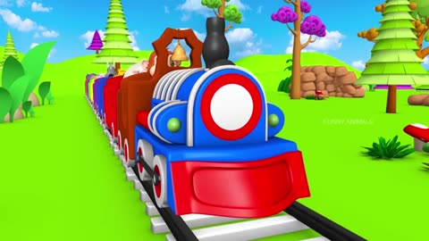 Forest Animals Fun Ride on Monkey’s Train Transport | Funny Animals Tiger , Elephant, Goat, Zebra