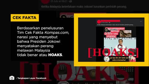 HOAKS! Jokowi Perintahkan Perang Melawan Malaysia