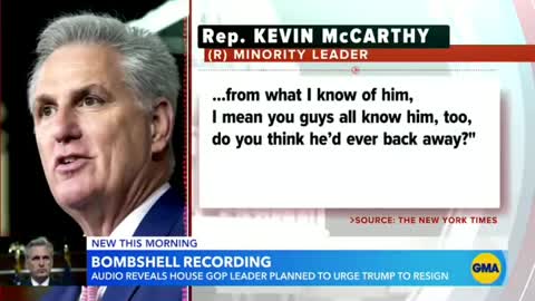 Audio clip exposes Kevin McCarthy over Jan6 Trump comment.