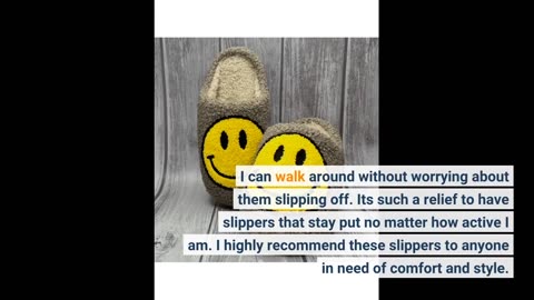 See Reviews: DCLTD Smile Face Slipper Women Slide Kids Fuzzy Slides with Soft Memory Foam Comfo...