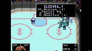 NHL '94 Franchise Mode 1989 Regular Season G1 - Len the Lengend (SJ) at whalers (HAR)